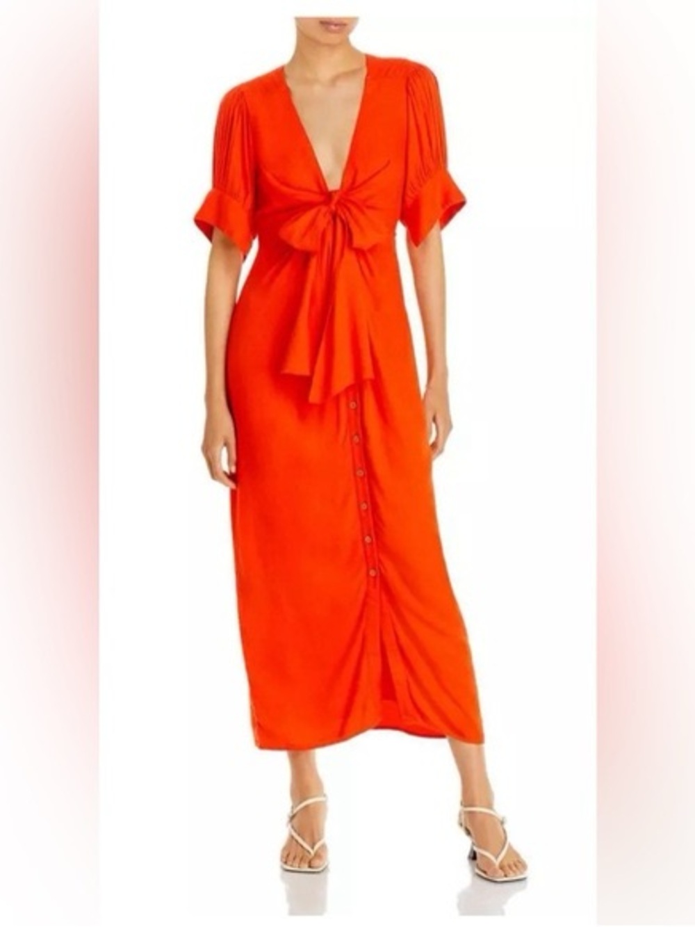 NWT Free People Vintage Summer Midi Dress in Orange Tangerine - XS